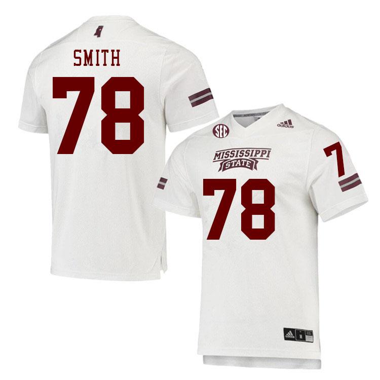 Men #78 Amari Smith Mississippi State Bulldogs College Football Jerseys Stitched Sale-White